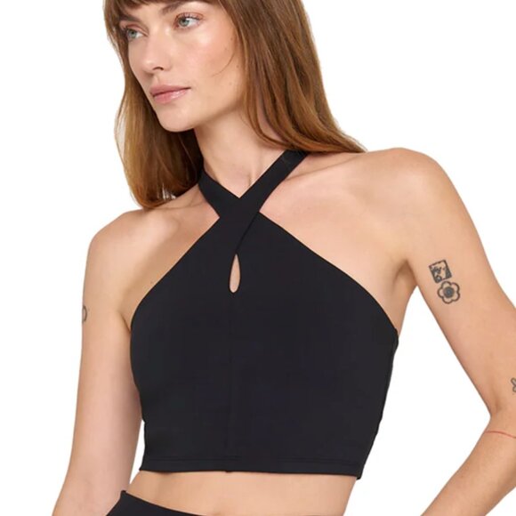 Spiritual Gangster Other - Spiritual Gangster Black Jules Cross Neck Crop Tank